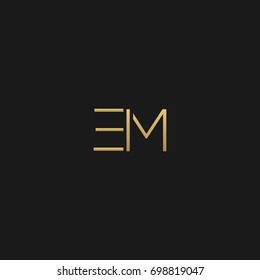 Unique modern creative clean connected fashion brands black and gold color EM ME E M initial based letter icon logo.