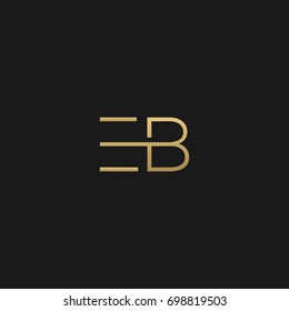 Unique modern creative clean connected fashion brands black and gold color EB BE E B initial based letter icon logo.