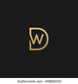 Unique modern creative clean connected fashion brands black and gold color DW WD D W  initial based letter icon logo.