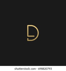 Unique modern creative clean connected fashion brands black and gold color DL LD D L  initial based letter icon logo.