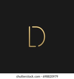 Unique modern creative clean connected fashion brands black and gold color LD DL L D initial based letter icon logo.