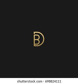 Unique modern creative clean connected fashion brands black and gold color DB BD D B  initial based letter icon logo.