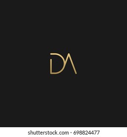 Unique modern creative clean connected fashion brands black and gold color DA AD D A initial based letter icon logo.