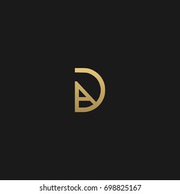 Unique modern creative clean connected fashion brands black and gold color DA AD D A  initial based letter icon logo.