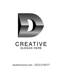 Diseño de Plantilla Abstractas del logotipo elegante creativo 3D de la letra D. Vector Premium Monogram