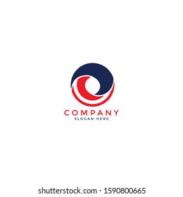 Unique modern creative elegant  artistic blue and red color O initial based letter icon logo.