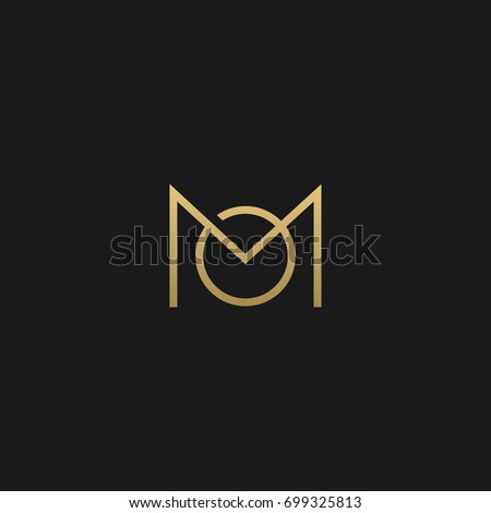Unique modern creative elegant artistic black and gold color MO OM M O initial based letter icon logo. Foto stock © 