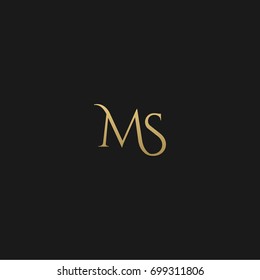 Único diseño creativo y elegante de color artístico negro y dorado MS SM M S inicial de la letra logotipo de icono.