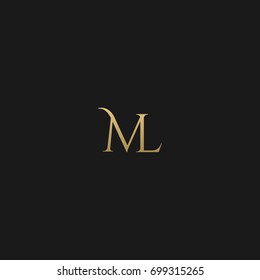 Unique modern creative elegant connected fashion brands black and gold color ML LM M L initial based letter icon logo.