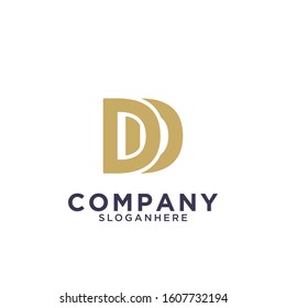 Unique modern creative elegant geometric artistic black and gold color DD D initial based letter icon logo.