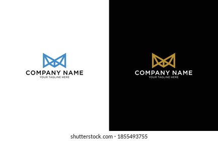 Moda geométrica elegante creativa y exclusiva marca el logotipo de la letra inicial de color negro y oro MM M.