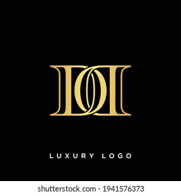 Único diseño creativo elegante geométrico artístico color negro y dorado del logotipo del icono de la letra D D inicial.
