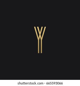 Unique modern creative elegant geometric fashion brands black and gold color Y initial based letter icon logo.