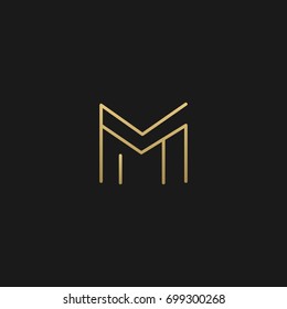 Unique modern creative elegant geometric connected fashion brands black and gold color MM M initial based letter icon logo.