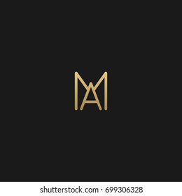 Unique modern creative elegant geometric fashion brands black and gold color MA AM M A initial based letter icon logo.