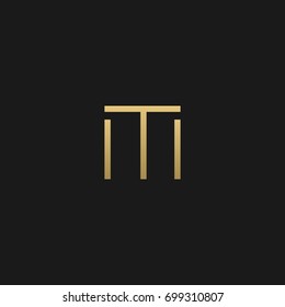 Unique modern creative elegant geometric artistic black and gold color MT TM M T initial based letter icon logo.