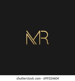 Unique modern creative elegant geometric fashion brands black and gold color MR RM M R initial based letter icon logo.