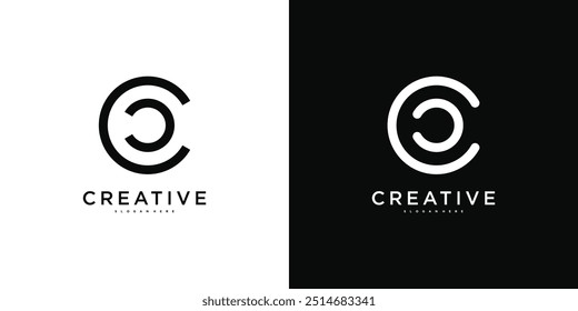 Único moderno criativo elegante carta modelo de logotipo C. Vetor Premium