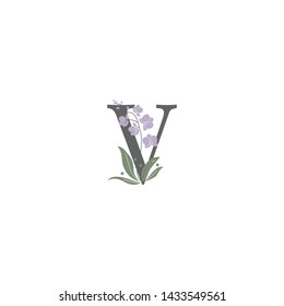 Unique modern creative elegant luxurious artistic with flower  V initial based letter icon logo.