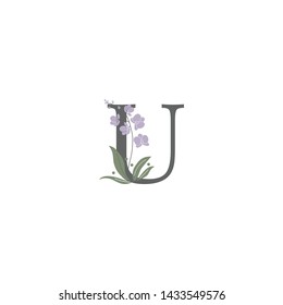 Unique modern creative elegant luxurious artistic with flower  U initial based letter icon logo.