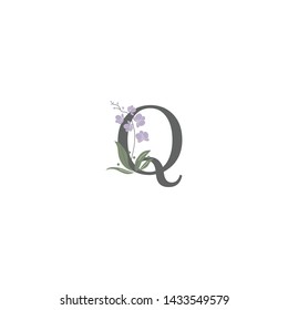 Unique modern creative elegant luxurious artistic with flower  Q initial based letter icon logo.