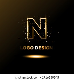 Unique modern creative elegant luxurious artistic black and gold color N initial based letter icon logo.