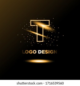 Elegante, moderno, elegante y lujoso color negro y dorado con el logotipo de la carta inicial de la T.