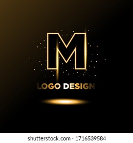 Unique modern creative elegant luxurious artistic black and gold color M initial based letter icon logo.