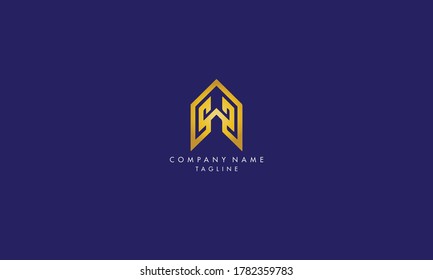 Unique modern creative elegant luxurious artistic GOLDEN color W initial based letter icon logo