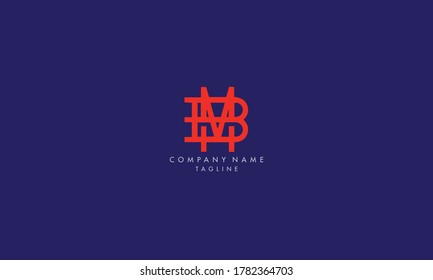 Unique modern creative elegant luxurious artistic RED color BM MB initial based letter icon logo
