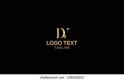 Unique modern creative elegant luxurious artistic gold and black color DV initial based letter icon logo