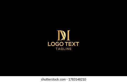 Unique modern creative elegant luxurious artistic gold and black color DM initial based letter icon logo