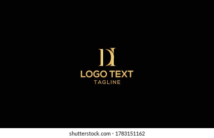 Unique modern creative elegant luxurious artistic gold and black color DI initial based letter icon logo