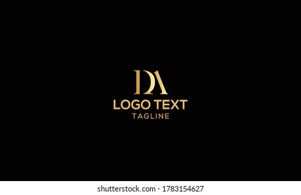Unique modern creative elegant luxurious artistic gold and black color DA initial based letter icon logo