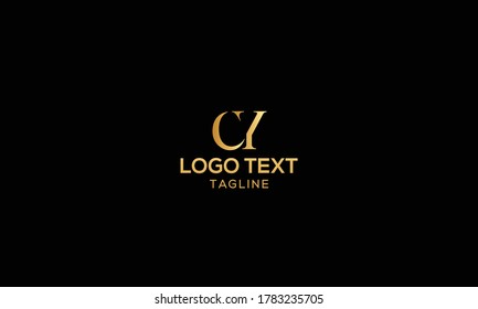 Moderno y elegante diseño único lujoso y lujoso oro y color negro logotipo de la carta inicial CY