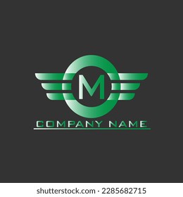 Moderno, creativo, elegante, lujoso y lujoso arte negro y verde M con base inicial icono