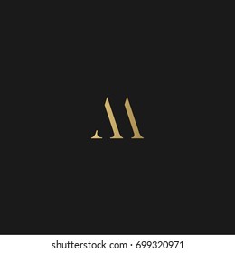 Unique modern creative elegant luxurious artistic black and gold color M initial based letter icon logo.