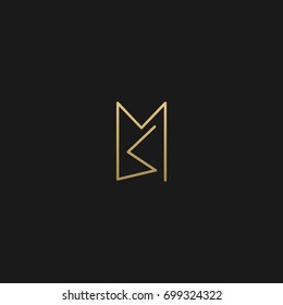 Unique modern creative elegant unusual artistic black and gold color MS SM M S initial based letter icon logo.