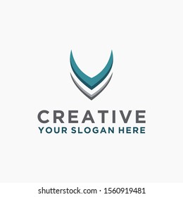 Unique modern creative elegant V letter logo template design vector with 3d coloring style