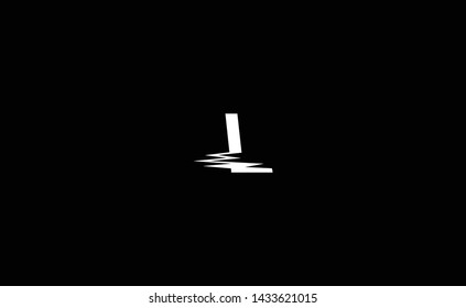 Unique modern creative glitch artistic black and white color L initial based letter icon logo
