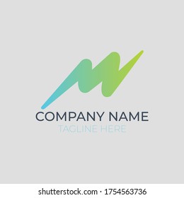 Unique modern creative minimal angle shaped fashion brands gradient color MN NM M N initial based letter icon logo.