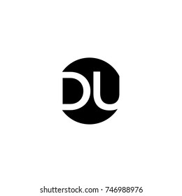 Unique modern creative minimal circular shaped fashion brands black and white color DU UD D U initial based letter icon logo.