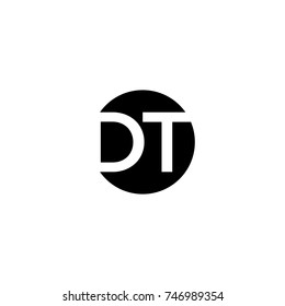 Unique modern creative minimal circular shaped fashion brands black and white color DT TD D T initial based letter icon logo.