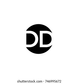 Unique modern creative minimal circular shaped fashion brands black and white color DD D initial based letter icon logo.