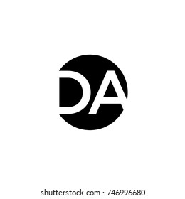 Unique modern creative minimal circular shaped fashion brands black and white color DA AD D A initial based letter icon logo.