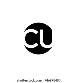 Unique modern creative minimal circular shaped fashion brands black and white color CU UC C U initial based letter icon logo.