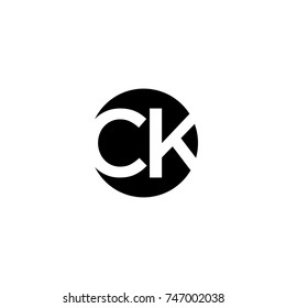 Unique modern creative minimal circular shaped fashion brands black and white color CK KC C K initial based letter icon logo.