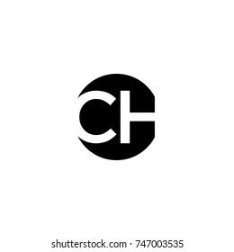 Unique modern creative minimal circular shaped fashion brands black and white color CH HC C H initial based letter icon logo.