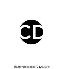 Unique modern creative minimal circular shaped fashion brands black and white color CD DC C D initial based letter icon logo.
