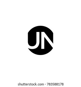 Unique modern creative minimal circular shaped fashion brands black and white color UN NU U N initial based letter icon logo.